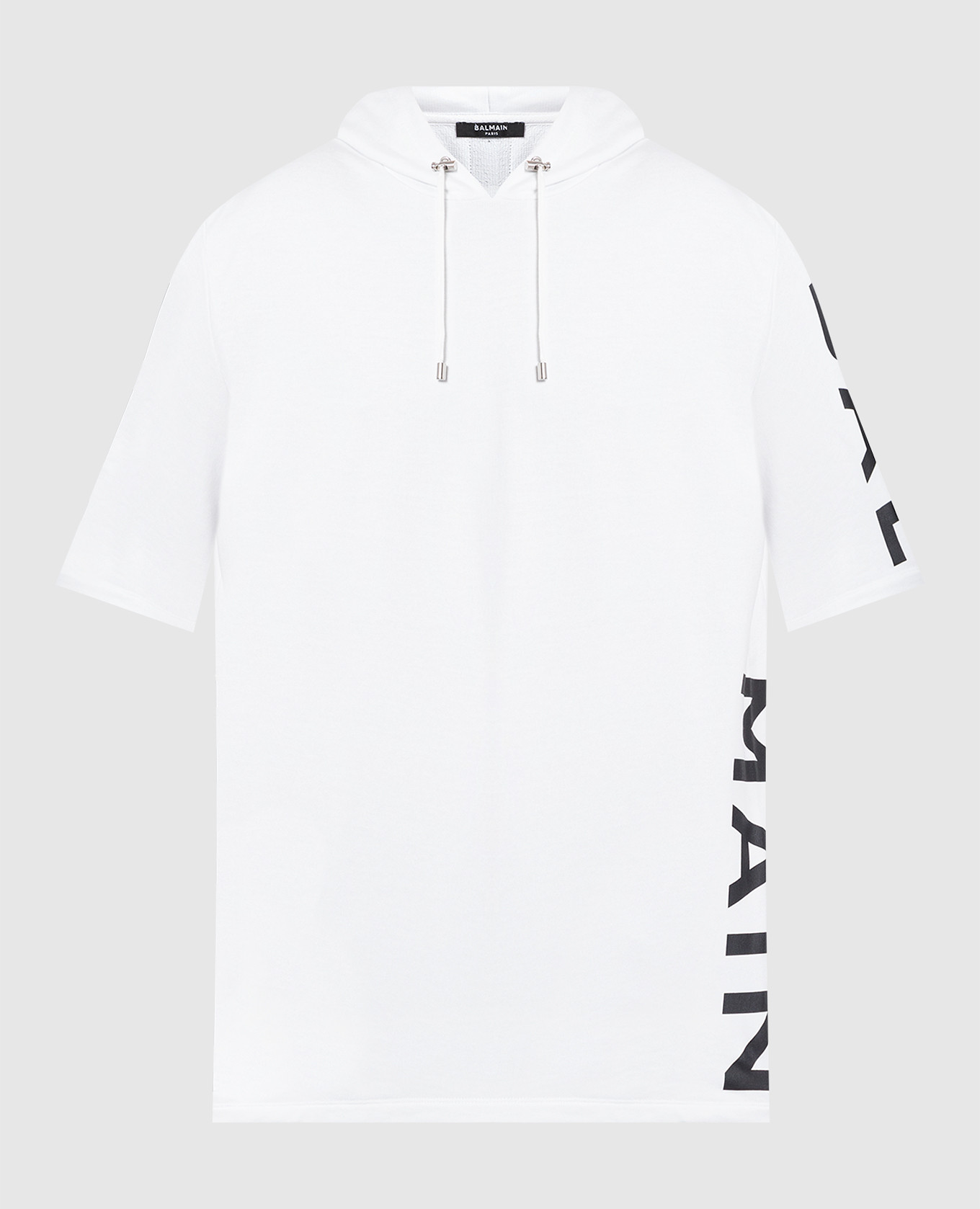 

White hoodie with contrast logo print Balmain, Белый