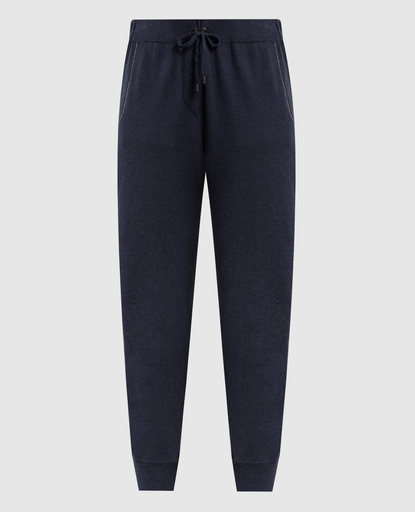 Navy blue cashmere joggers with monil chain brunello cucinelli