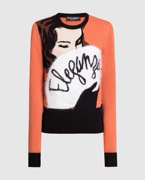 Dolce&Gabbana Orange sweater made of cashmere and wool with a pattern FX601TJAMJ5