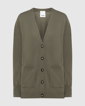 Allude Khaki wool and cashmere cardigan 23517010
