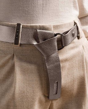 Peserico Green leather belt with a knot S32540C009436