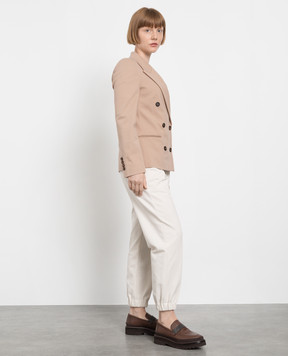 Brunello Cucinelli Beige double-breasted jacket with eco-brass M0R242368P