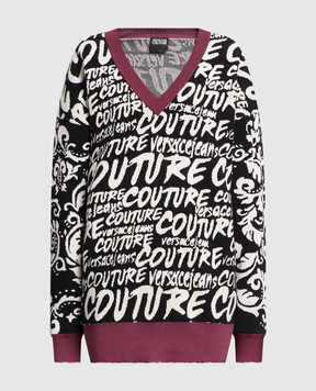 Versace Jeans Couture Logo Brush Couture contrast jacquard pullover 73HAFM16CM03G
