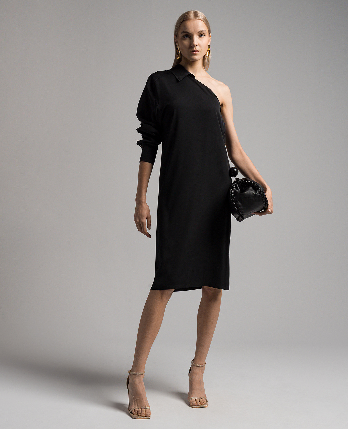 Black asymmetrical ZURCA silk dress Max Mara Sportmax 2