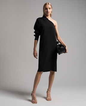 Max Mara Sportmax Black asymmetrical ZURCA silk dress ZURCA