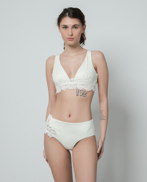 Ermanno Scervino White bodice from a swimsuit with lace D444Y301BKZ