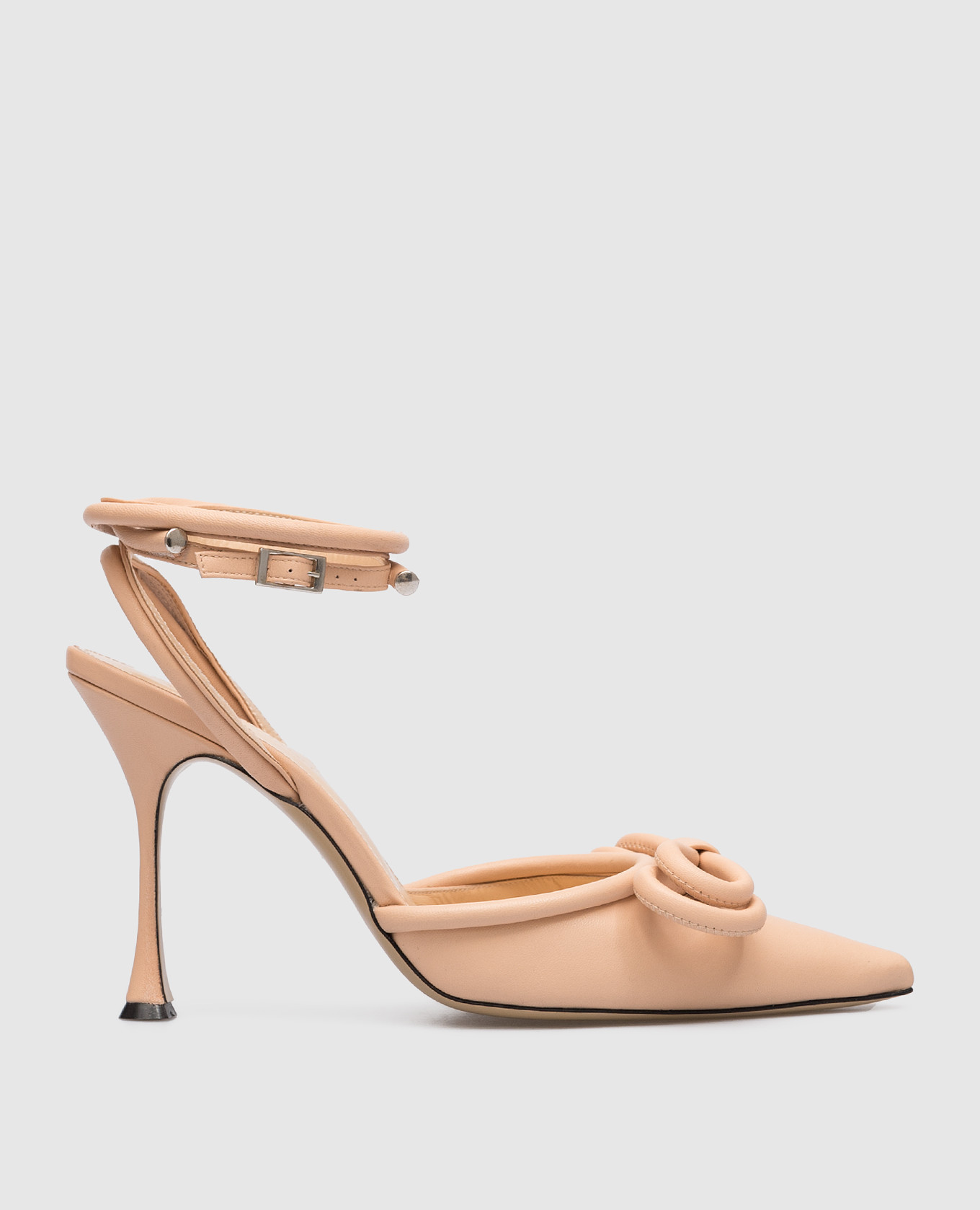 Double bow beige leather slingbacks with a bow mach&mach