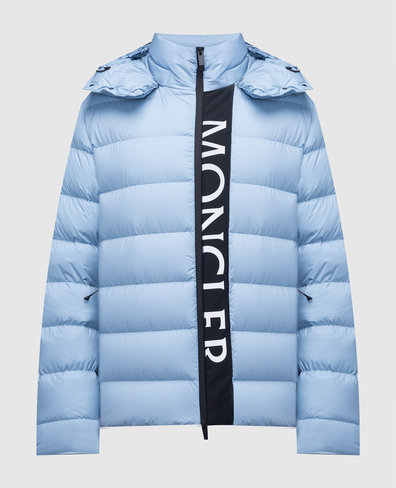 Blue down jacket with logo moncler