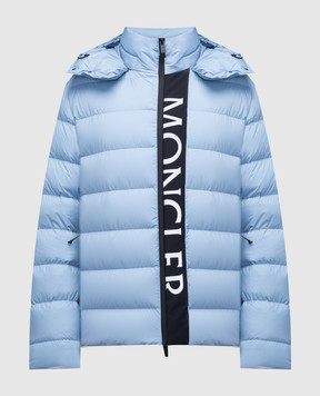 Moncler Blue down jacket with logo 1A00034596K7