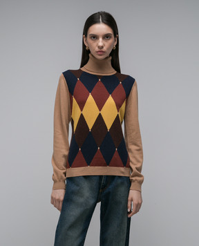 Ballantyne Brown cashmere turtleneck with a geometric pattern B1P00212KG1
