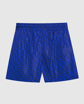 Off-White Blue logo print swim shorts OMFD011F23FAB002