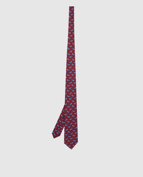 Stefano Ricci Children's burgundy patterned silk tie and handkerchief set YDHNG500