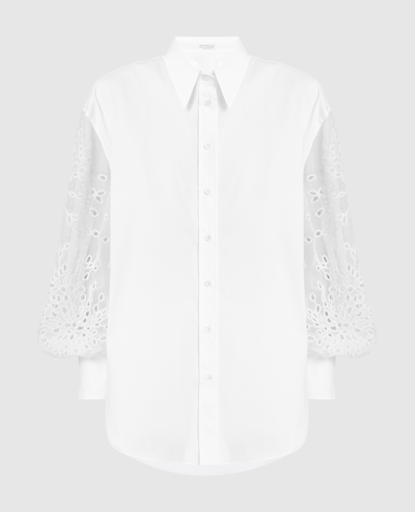 

White shirt with broderie anglaise embroidery Brunello Cucinelli, Белый