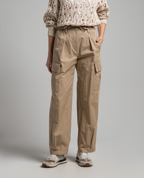 Brunello Cucinelli Brown cargo pants with monil chain ML180P8561