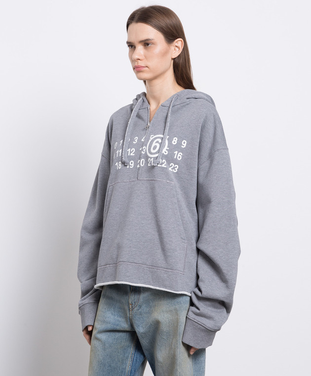 Maison Margiela MM6 - Gray hoodie with logo print S52GU0204S25387