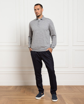 Brunello Cucinelli Gray wool and cashmere polo shirt M2400295