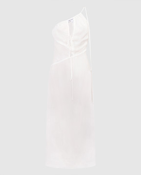 Materiel White lace-up asymmetric midi dress MRE24M171029DRWT