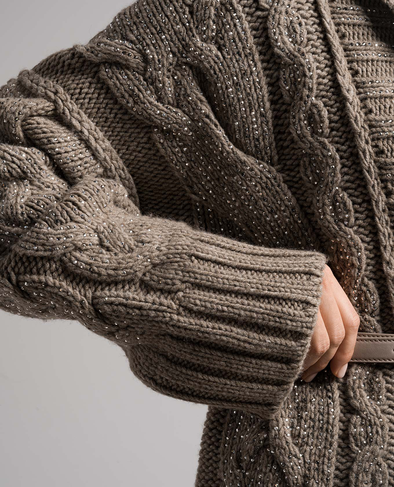 Brown cardigan with textured pattern and crystals Ermanno Scervino 5