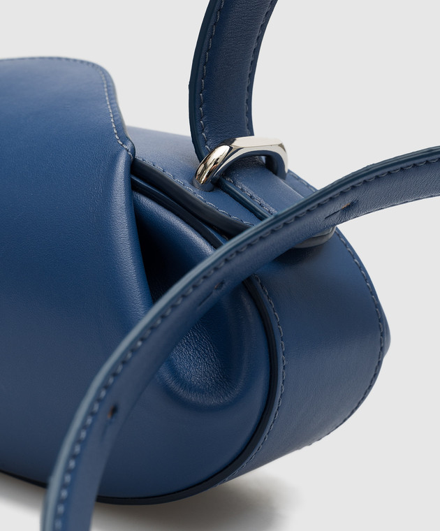 YUZEFI - Blue leather dinner roll baguette bag DINNERROLLBLUE