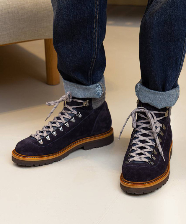 Brunello Cucinelli - Mountain Blue Suede Boots MZUPEFS890 - shop