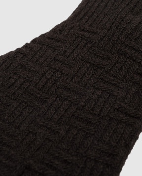 Bottega Veneta Brown gloves made of wool and cashmere in a textured pattern 708694V29M0