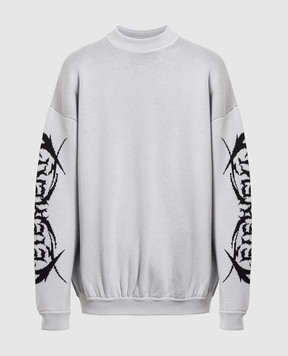 Vetements Gray wool sweater with logo pattern UE54KN160G
