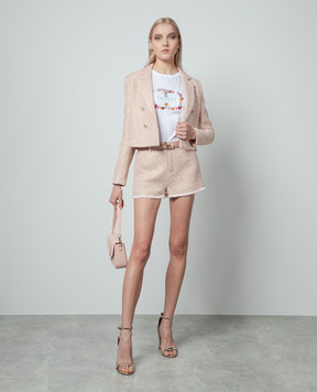 Twinset Pink sequin wool tweed shorts 241TP2424