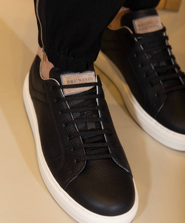 Brunello Cucinelli - Black leather sneakers MZUASBJ264 - shop with