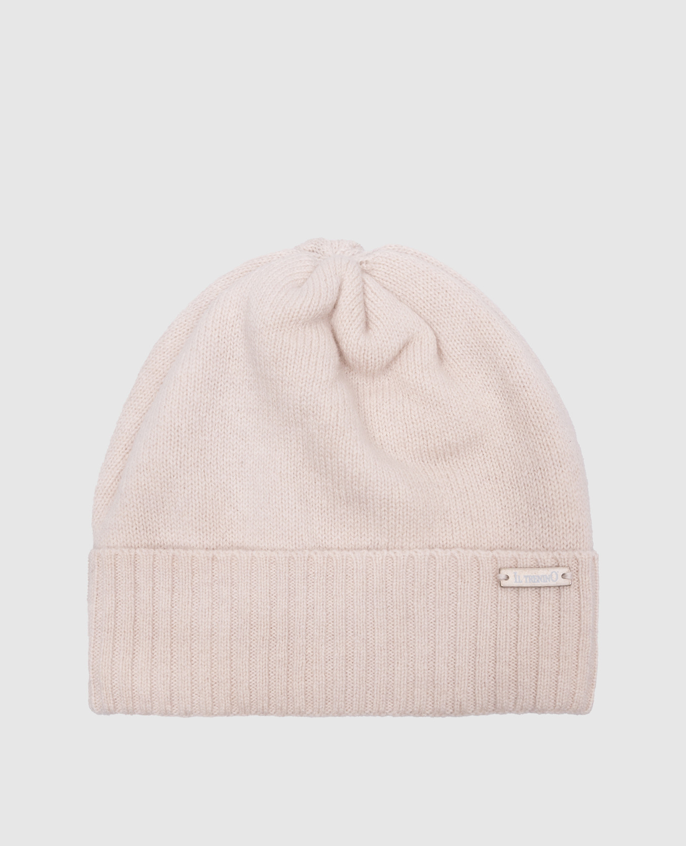 Baby beige wool and cashmere hat with logo il trenino