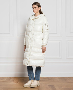 Ermanno Scervino White down jacket with monogram made of crystals D430A325BHXC