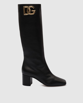 Dolce&Gabbana Black leather boots with logo CU1067AQ513