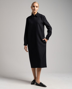 The Row Mable black midi dress 7496W483