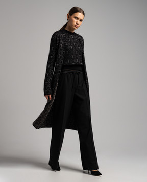 Twinset Black elongated cardigan in a logo pattern with lurex 232TT3122