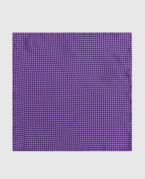Stefano Ricci Children's purple silk tie and pache scarf set in geometric pattern YDH27026