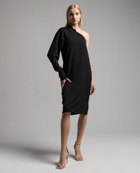Max Mara Sportmax Black asymmetrical ZURCA silk dress ZURCA