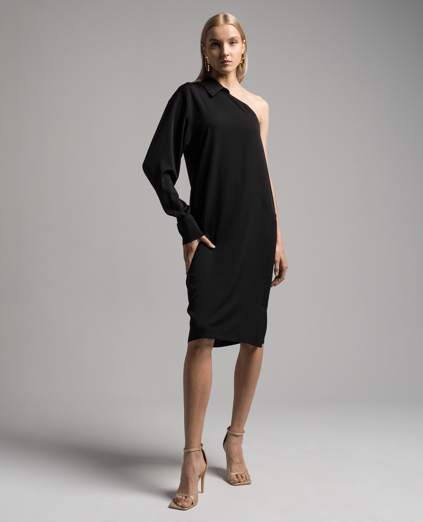 Black asymmetrical ZURCA silk dress Max Mara Sportmax 3