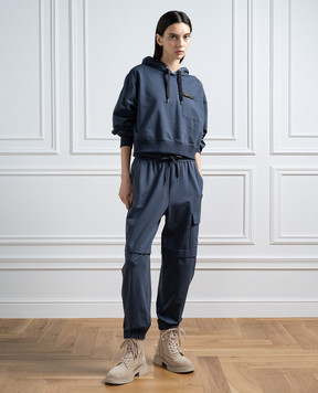 Brunello Cucinelli Blue hoodie with monil chain MH827BD909