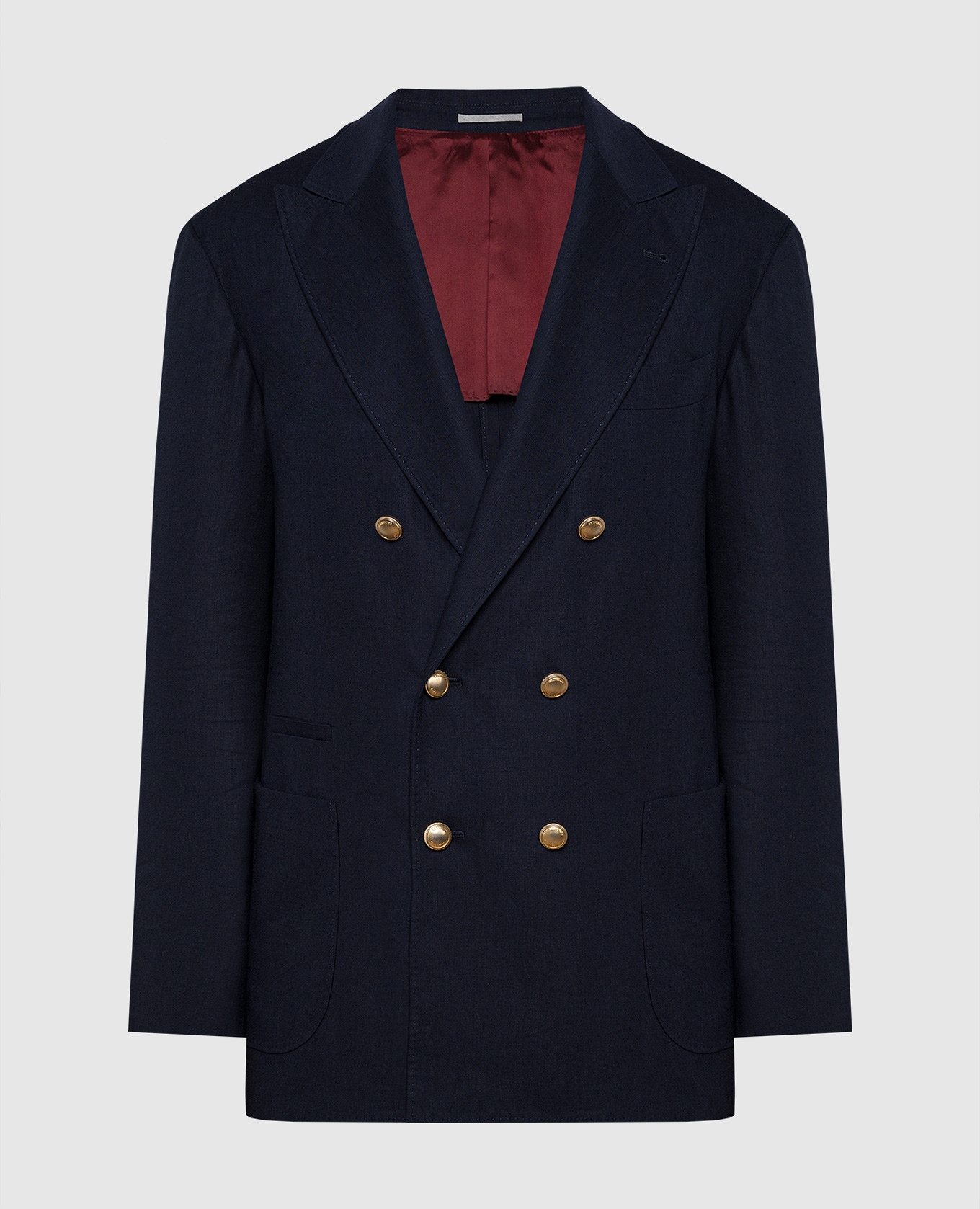 

Blue double-breasted blazer made of linen and wool Brunello Cucinelli