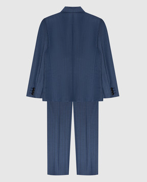 Stefano Ricci Children's blue wool and silk striped suit Y1SF732900HC5374