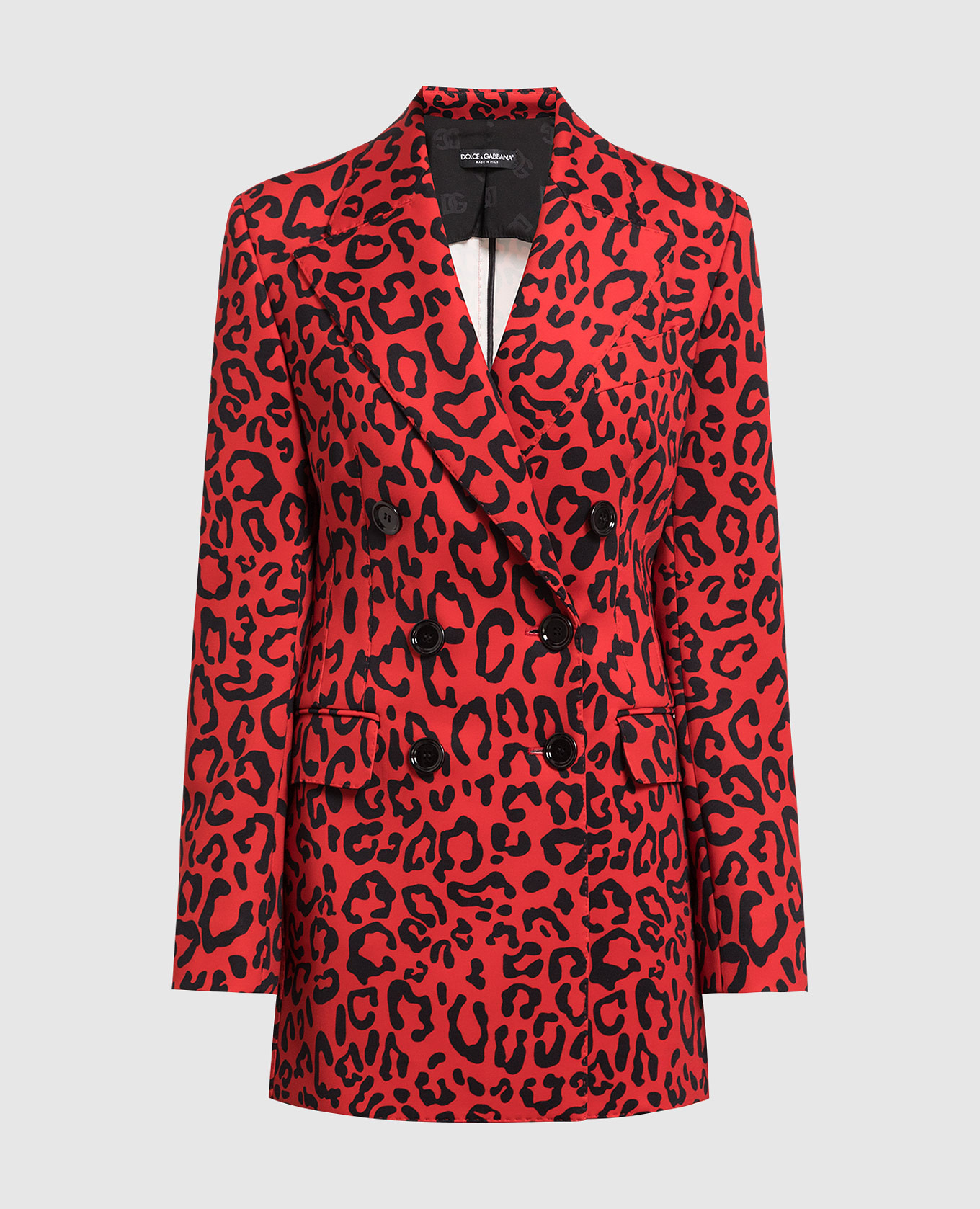 Red double-breasted jacket in animalistic print dolce&gabbana