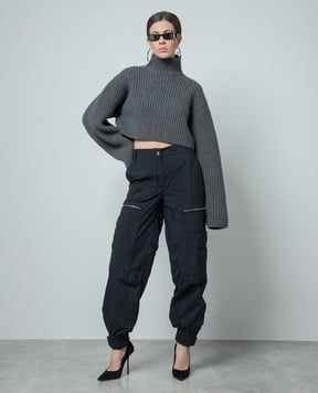 Balenciaga Gray cropped wool sweater 771046T1681