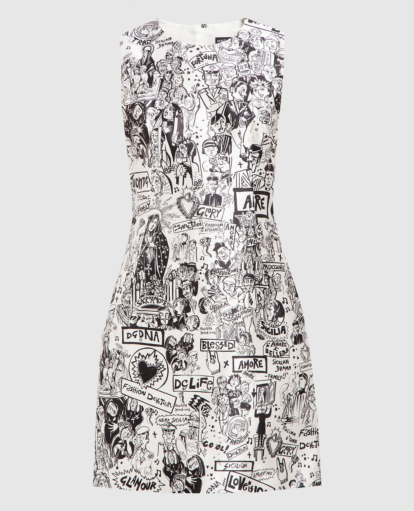 White silk dress with Graffiti print Dolce&Gabbana