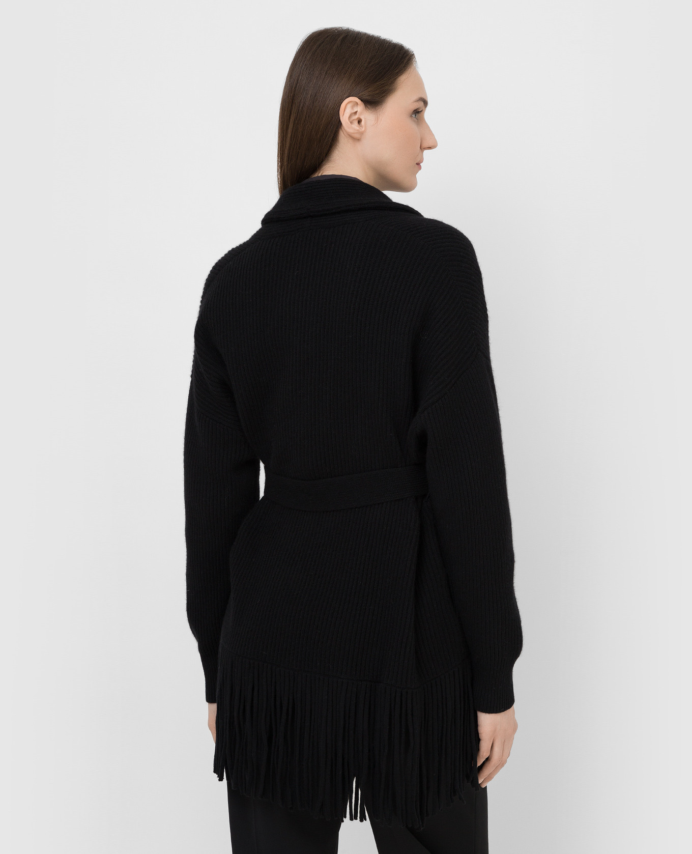 Black cashmere cardigan with fringes Brunello Cucinelli 4