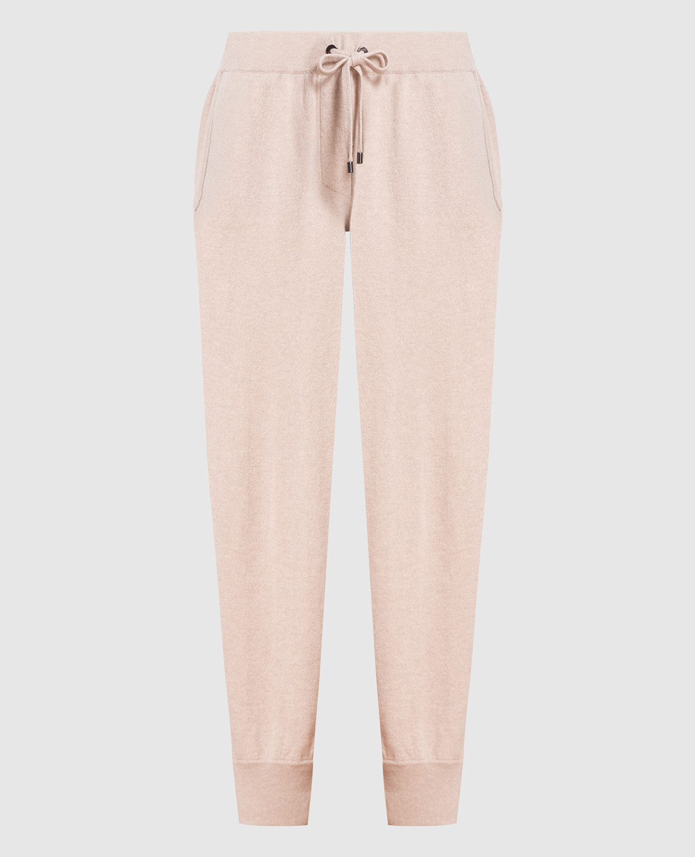 Beige cashmere joggers with monil chain brunello cucinelli