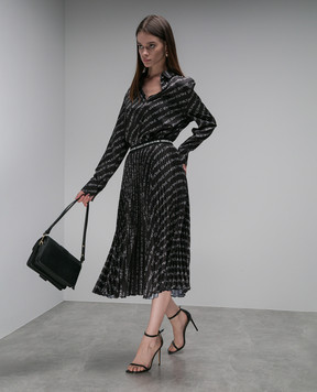 Versace Jeans Couture Black midi pleated skirt in Logo Brush Couture print 75HAE808NS336