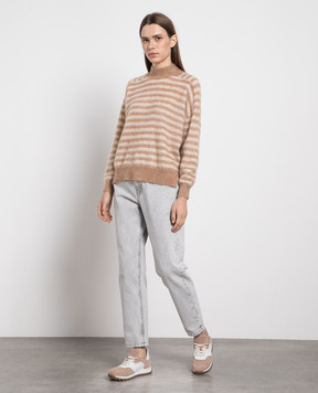 Brunello Cucinelli Brown striped sweater with monil chain MBP154314P