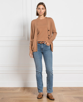Allude Brown wool and cashmere cardigan 23517010