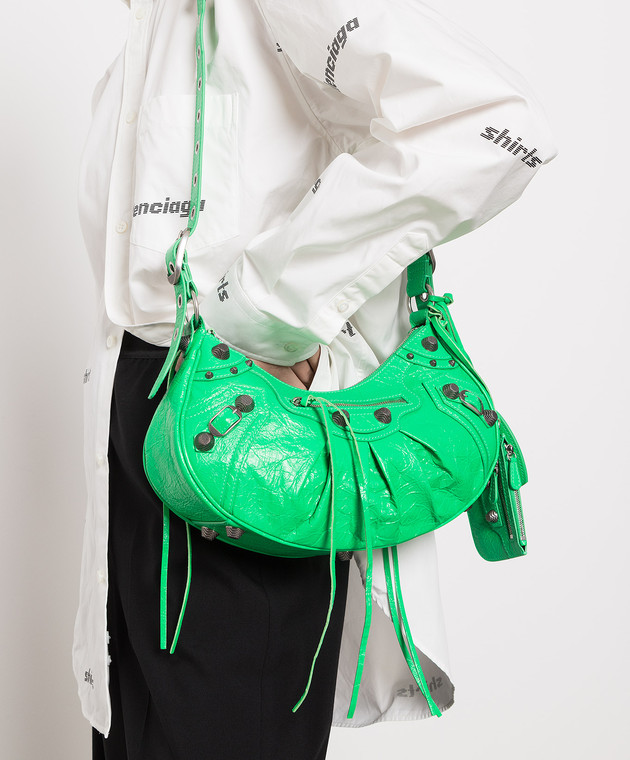 【BALENCIAGA】Le Cagoleショルダーバッグ ライムグリーン BALENCIAGA 2500$ Bag Le Cagole XS - Bright Green Croco