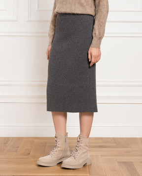 Brunello Cucinelli Gray wool, cashmere and silk skirt M16192089