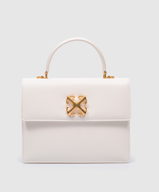 Off-White - White leather Jitney 2.8 bag with metal logo